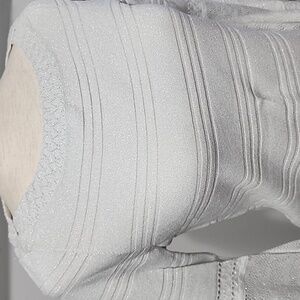 WHITE House BLACK Market Elegant Bell SLEEVE Silver SHIMMER Sweater